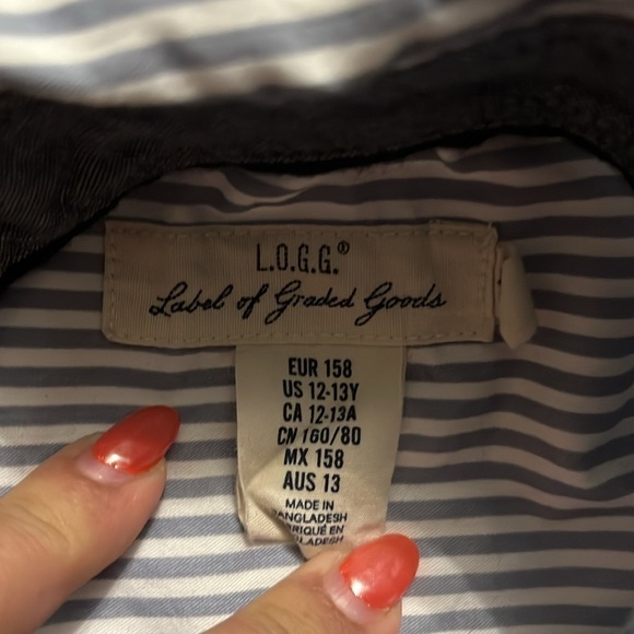 L.O.G.G boys pine stripe cotton long sleeve dress size 12-13 - Picture 2 of 5